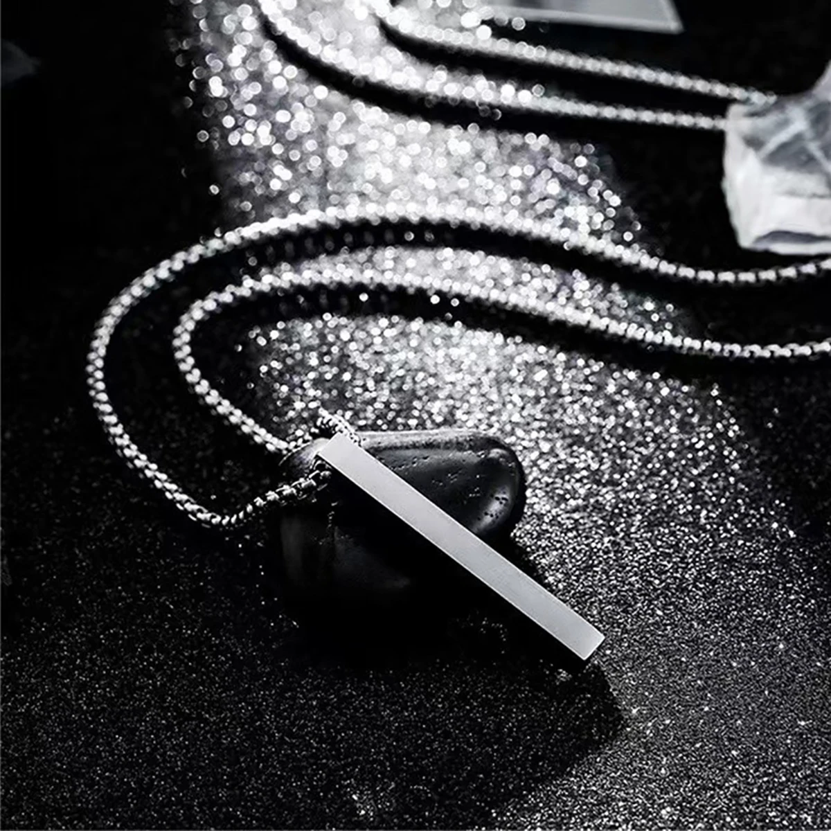 Titanium Steel Simple Chains With Stick Pendant Necklace for Men Trendy Daily Street Neck Accessories 2024 Fashion Jewelry Gifts