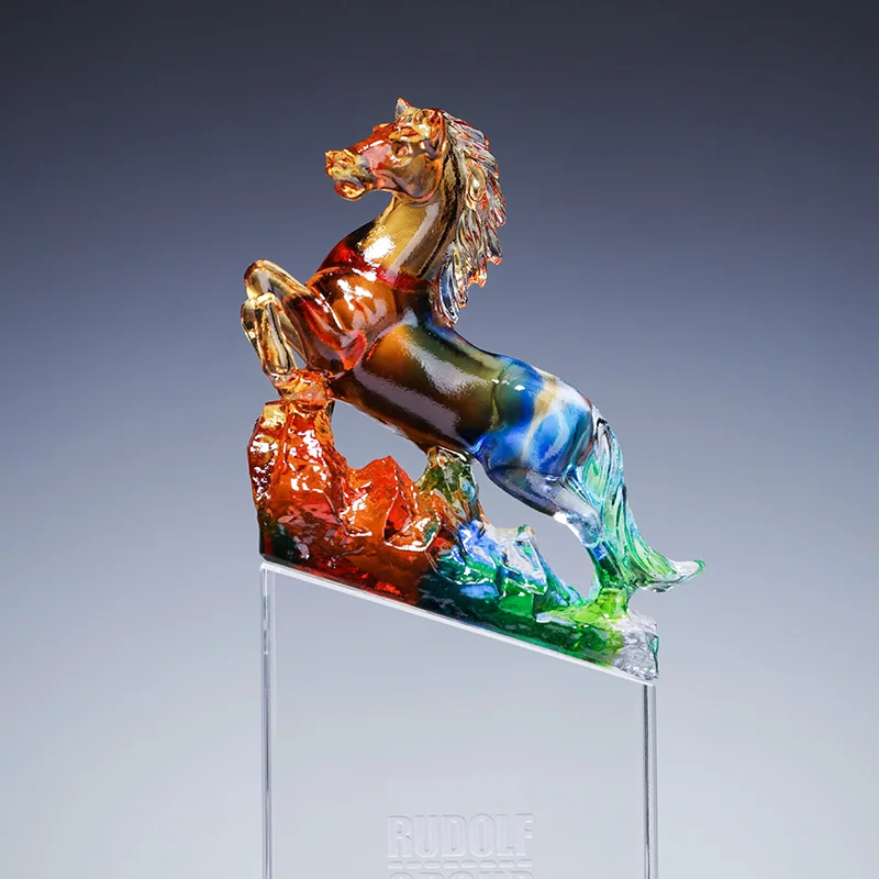 Factory direct custom glass horse body k9 crystal trophy factory