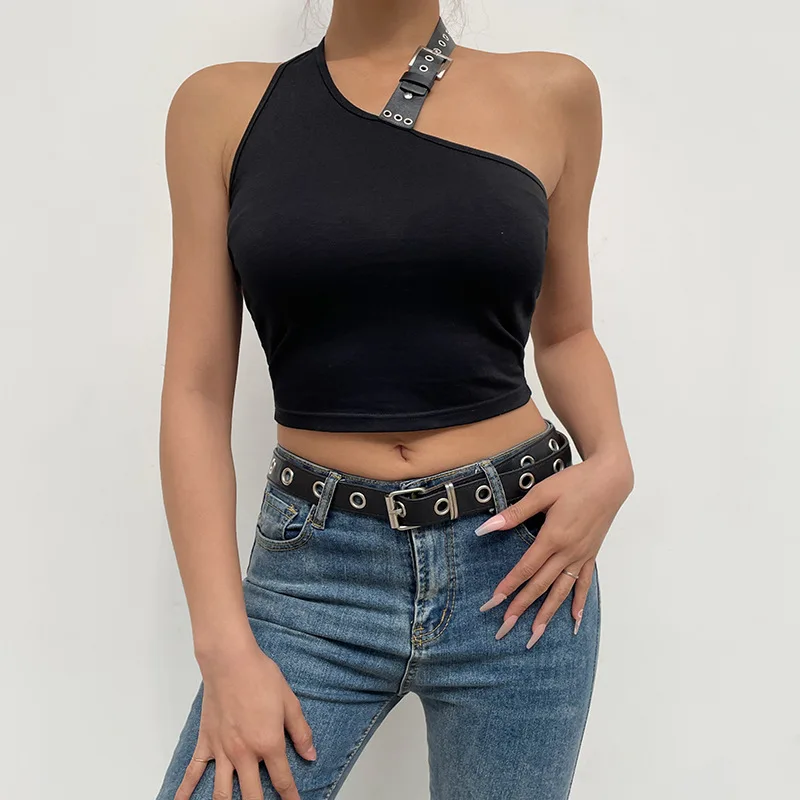 FENSACE Black Crop Tops Sexy Shirts for Women Party Club Night Y2K