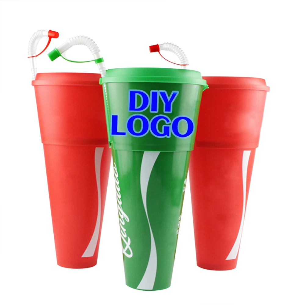 Takeaway 1 Liter Plastic Cups Large Drinks Glasses Plastic Festival Cups  Disposable Snack Drink Cup with Bowl on Top