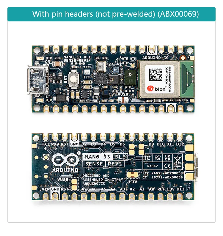 Arduino Nano 33 BLE Sense Rev2 - Nrf52840 Development Board