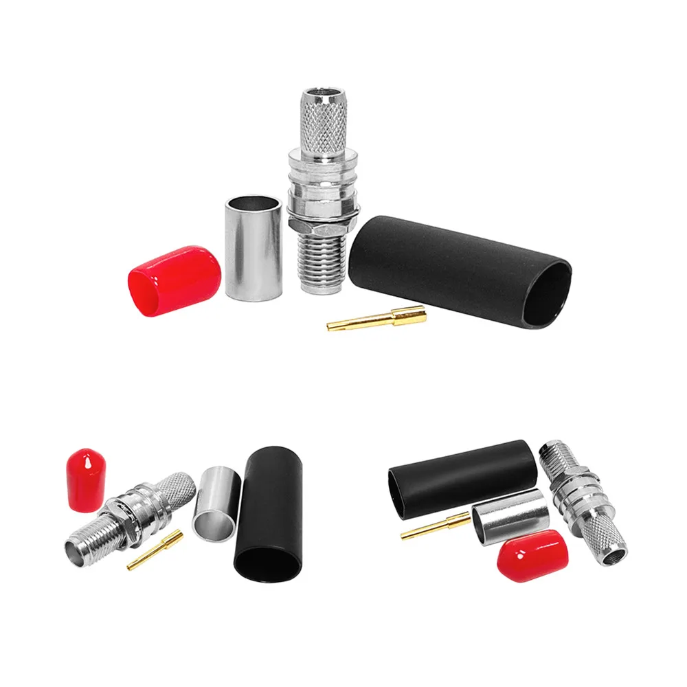 Factory Directly SMA Female Bulkhead EZ Straight Crimp Solderless Bulkhead Connector for WTR240 H155 RG8X Cable RF Coax Coaxial