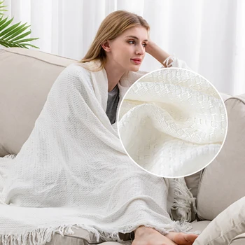 Customize wholesale New design  Bamboo jacquard ultra soft summer cooling blanket Waffle Decorative  Versatile  Blanket
