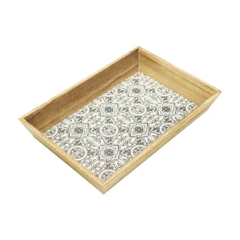 customized natural color handmade wooden serving tray decorative paulownia wood  tray for kitchen