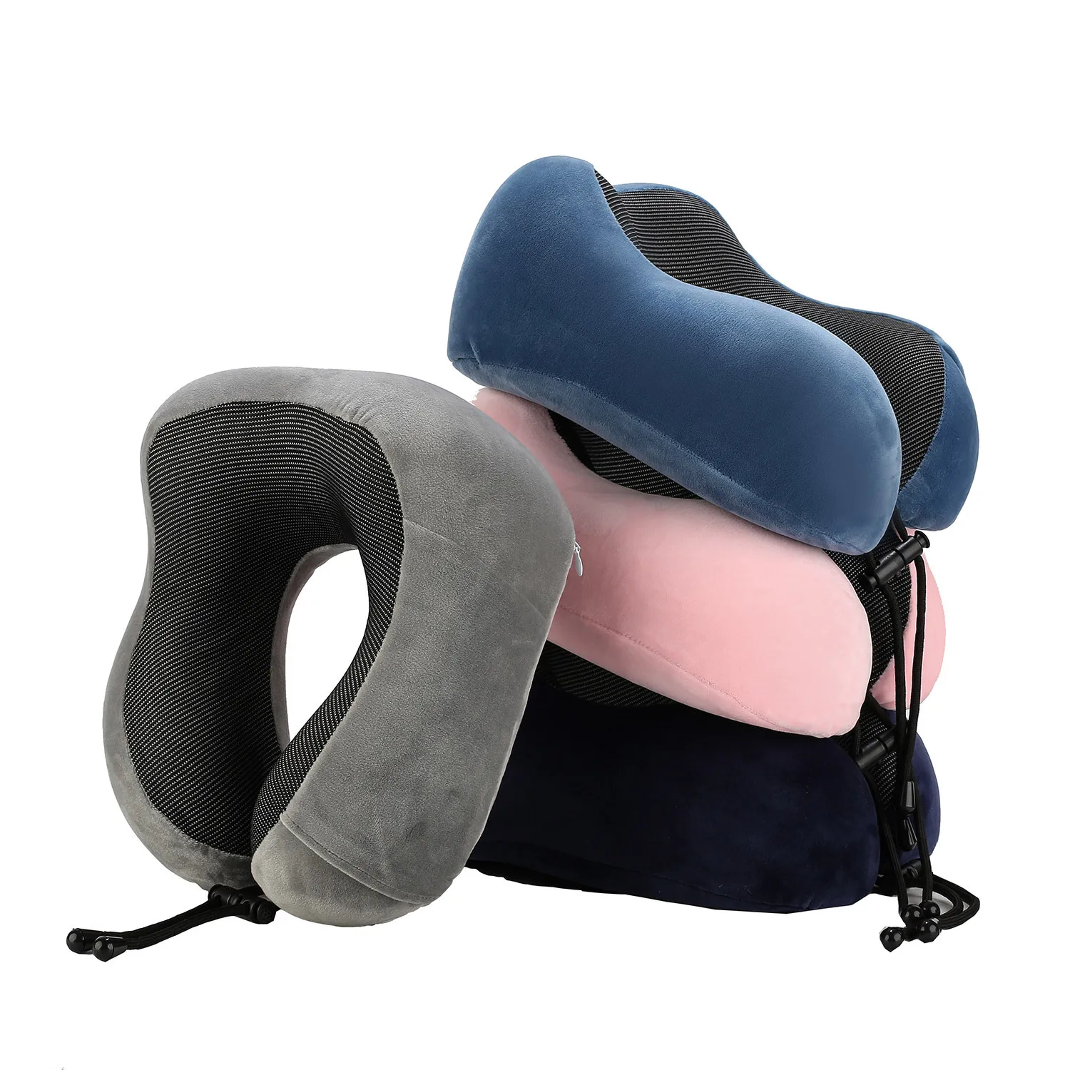 AA Custom Logo Free Sample Neck Pillow with Adjustable Clasp Memory Foam Neck Pillow Set Travel Neck Pillow Travel