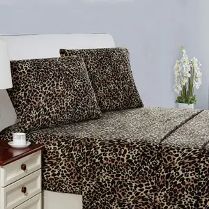 Luxury Leopard Velvet Plush Sheet Pillowcase Set Extra Soft Micro Fleece Sheet Set for Winter
