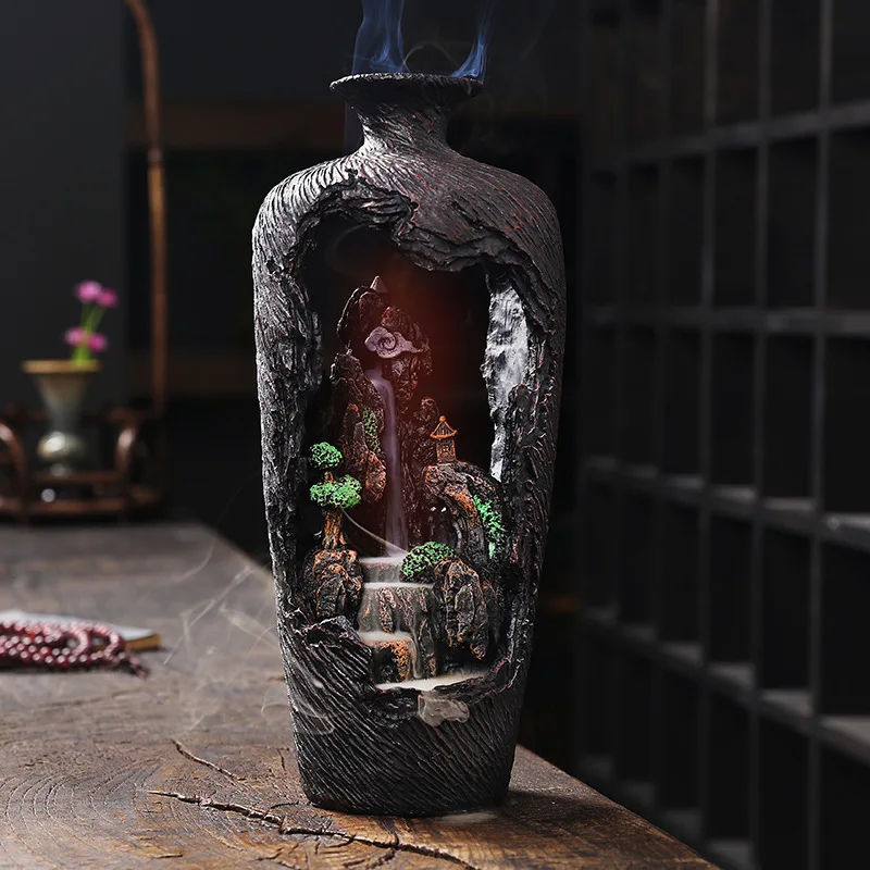 New Arrival LED Backflow Incense Burner Exquisite Resin Incense Burner Creative Incense Holder for Sale