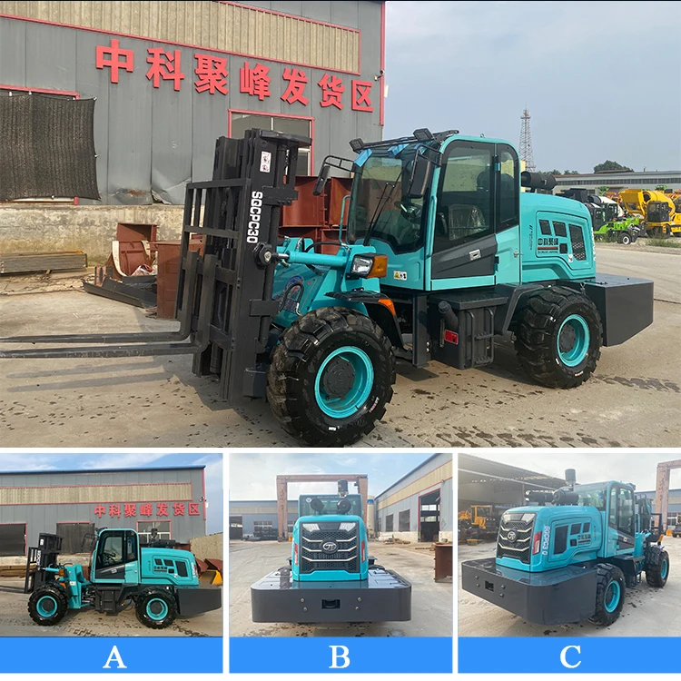 SQMG on sale CE  rough terrain  forklift  four  wheel drive diesel 4 ton  multifunctional construction All terrain Forklift supplier