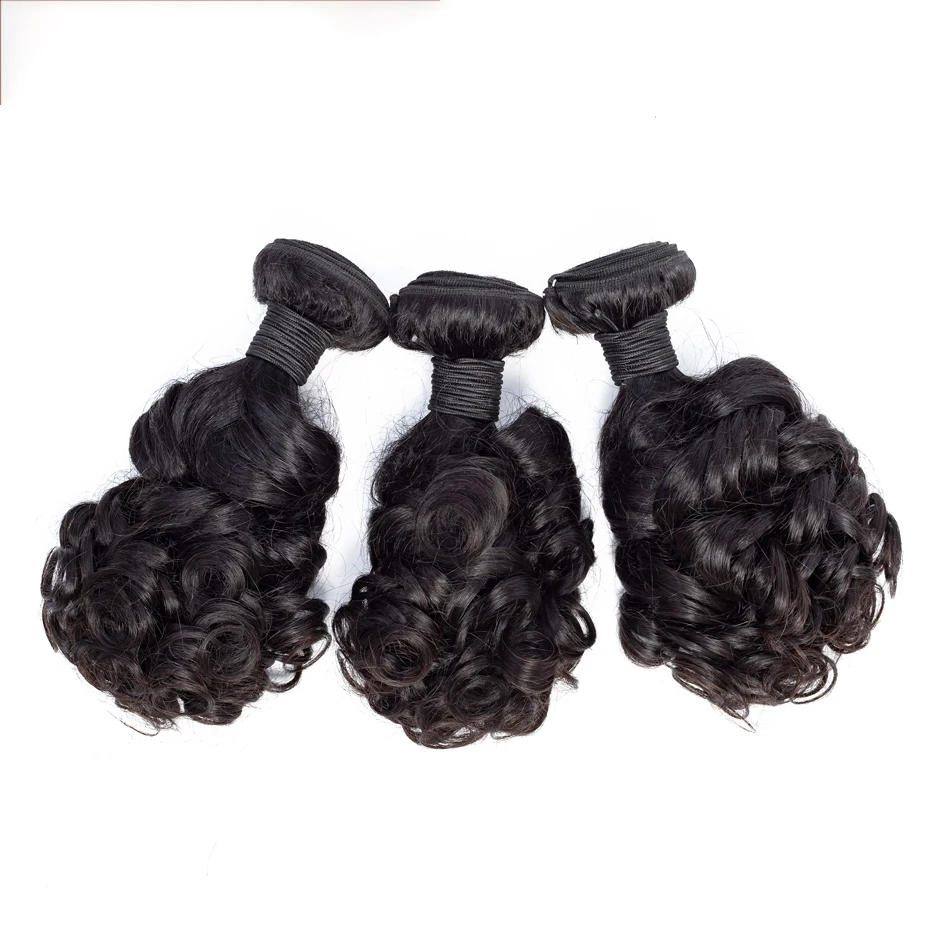 SPARK Brazilian Bouncy Curl Human Hair Bundles With Closure,Spiral Curl Hair Weave 3 Bunbles with 4*4 Lace Closure Natural Black