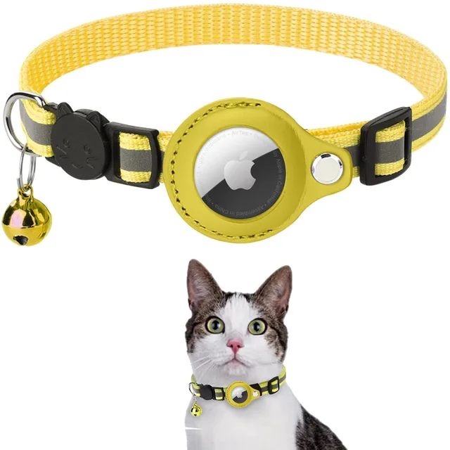 Cat Accessories Nylon Reflective Adjustable GPS Heavy Duty Training Tracker Airtag Dog Cat GPS Tracking Collar