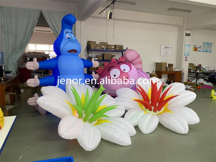 Alice in Wonderland Inflatables LED Lighting Flower Inflatable Caterpillar Cat Cartoon for Party Decor