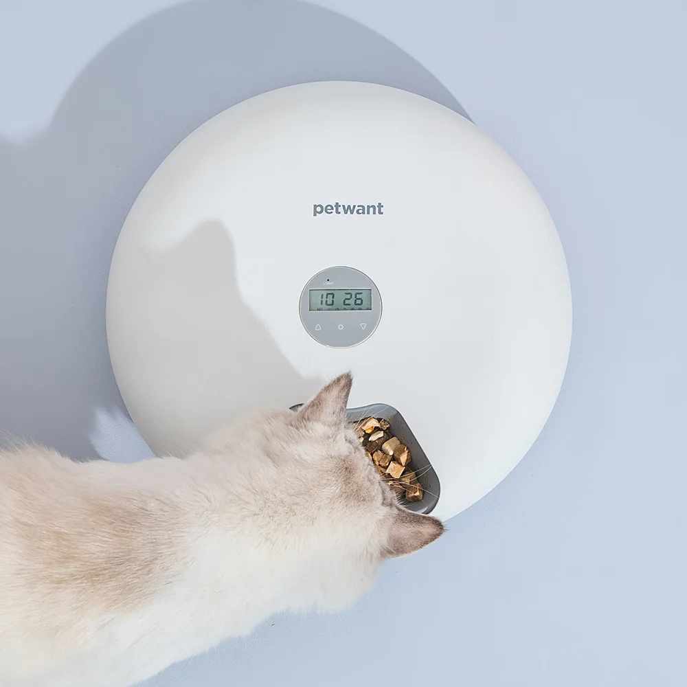 Donuts 6 Meal Automatic Wet and Dry Food Pet Feeder with Programmable Timer Auto Dispenser for Cat Dog
