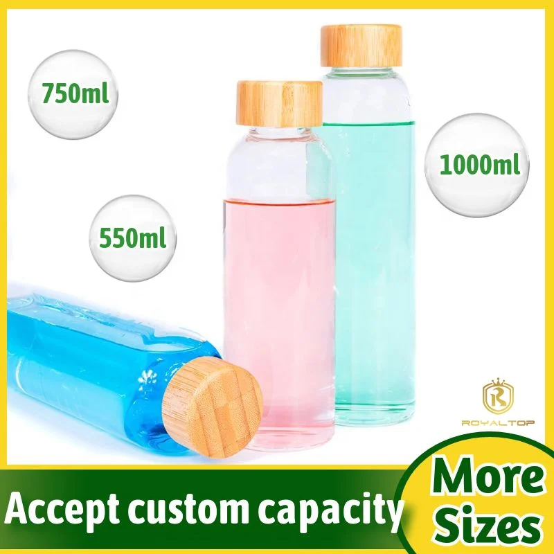 550 Ml Borosilicate Glass Water Bottle Botella De Agua with Wooden Lid -  China Water Bottle and Glass Water Bottle price