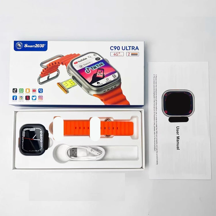 Dual Camera 4g Sim Card Phone Call Watch C90 Max S9 Ultra 2 Watch Wifi ...
