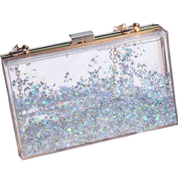 Women's Acrylic Evening Bag Glitter Clutch Purse Transparent