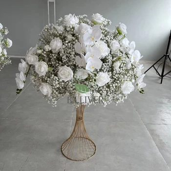 Wedding Background Stage Welcome Decoration Flower Road Hotel Stage Artificial White Flower Centerpieces Wedding Decoration