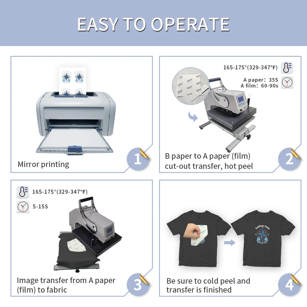 Factory Direct A3 Heat Transfer Laser No Cut Self Weeding Ab Tshirt