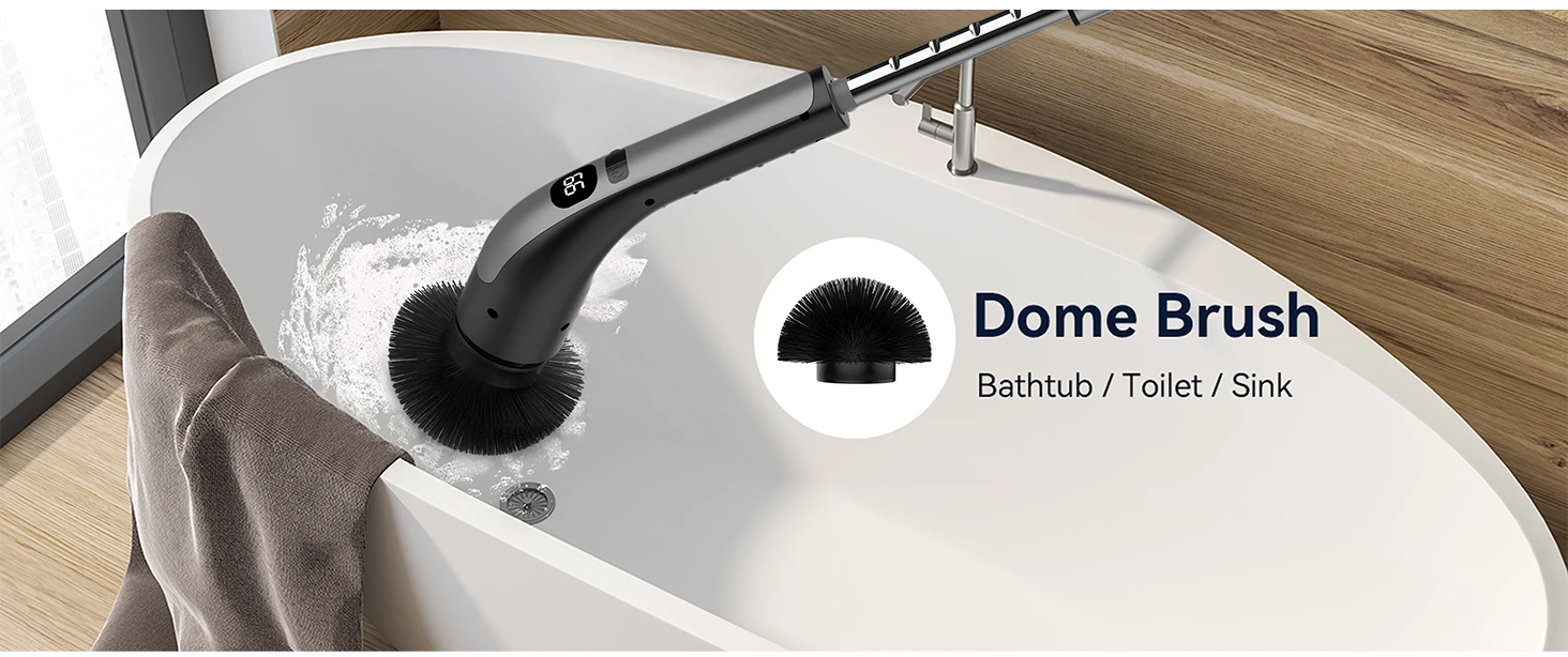 Home Kitchen Floor Cleaning Brush Long Handle Extendable Wireless Electric Rotating Model with Plastic Material