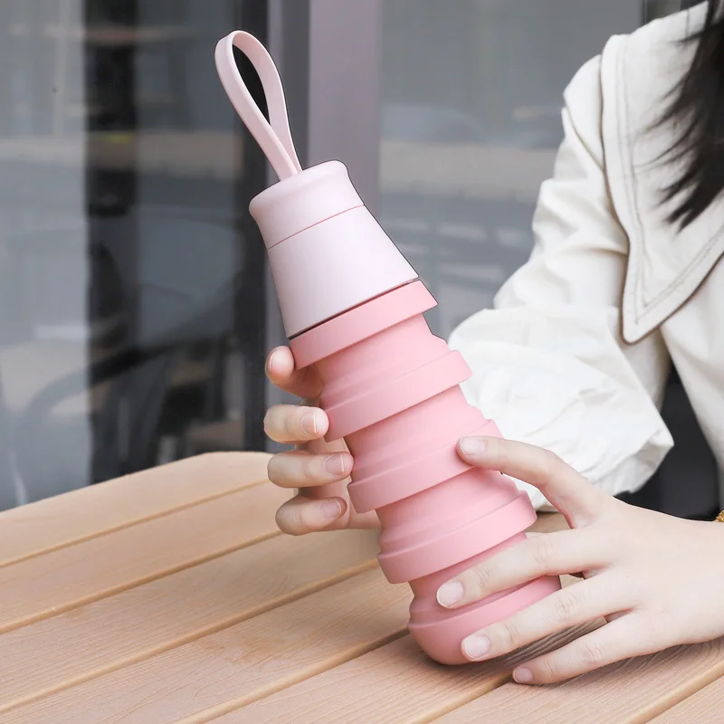 Горячий продавать BPA бесплатно герметичные портативный многоразовый термоконтейнер 500 мл Путешествия Туризм Кемпинг спорта на открытом воздухе Складная Силиконовая бутылка для воды