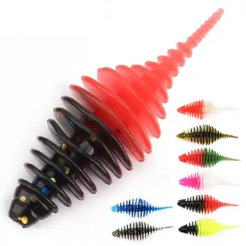 CHEERY 1pc/bag 50mm 1.6g Double Color PVC Soft Worm Bait Artificial Plastic Fishing Lure Saltwater Fish Marlin Lake Bass Catfish – Soft Lure – view 4