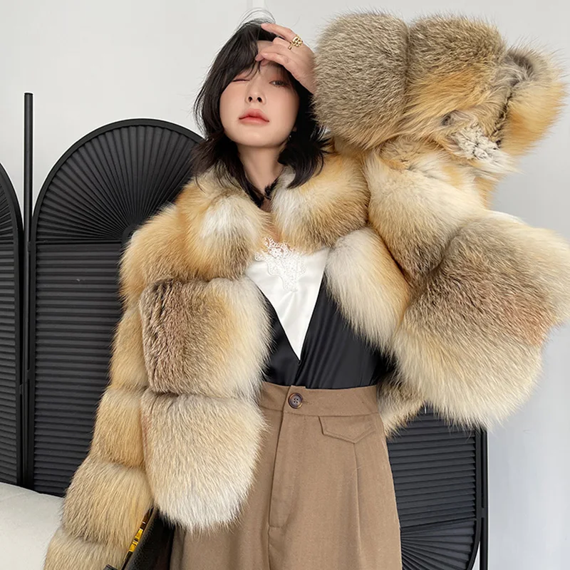 Luxy Real Fur Down Jacket Hot Sales Autumn Winter Women Real Fox