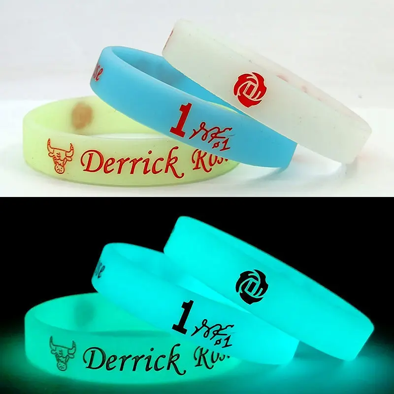 Promotional Custom Printing Logo Rubber Bracelets Luminous Wristbands