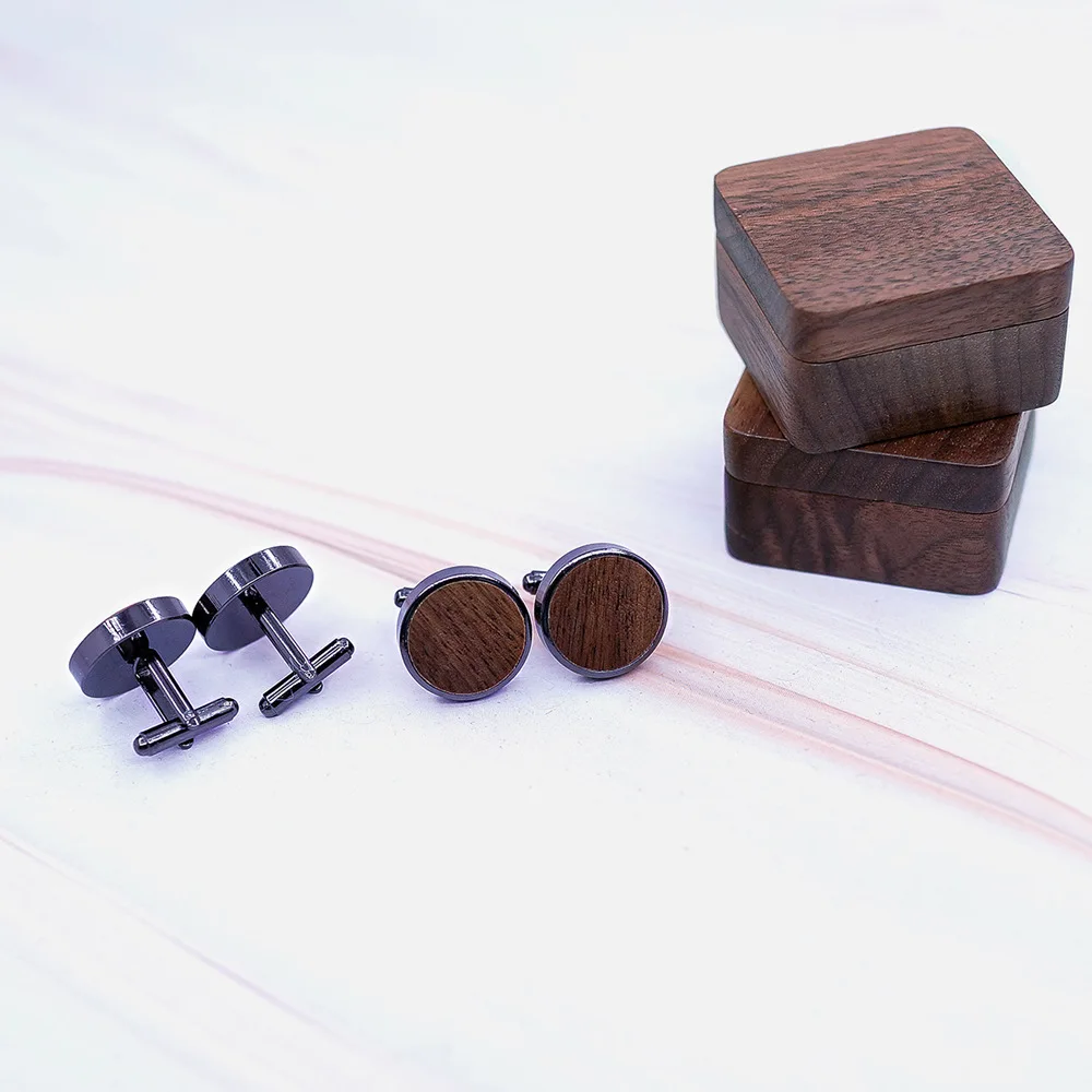 Top Quality Vintage Unique Gift Antique Wood Cufflink Mens Women With Square Wooden Box