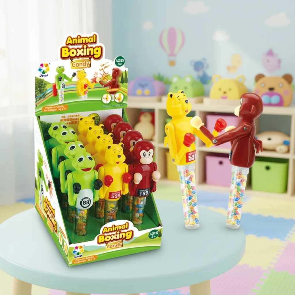 Juqi Candy Toys From Shantou Novelty Confectionery Punch Animal Boxing Toys with Sweets Candied Treats