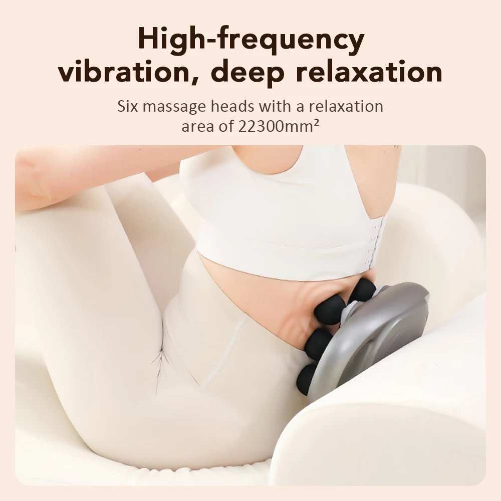 Wireless High-Frequency Vibration Fascia Gun Six-Head Muscle Relaxation Massage for Body Use