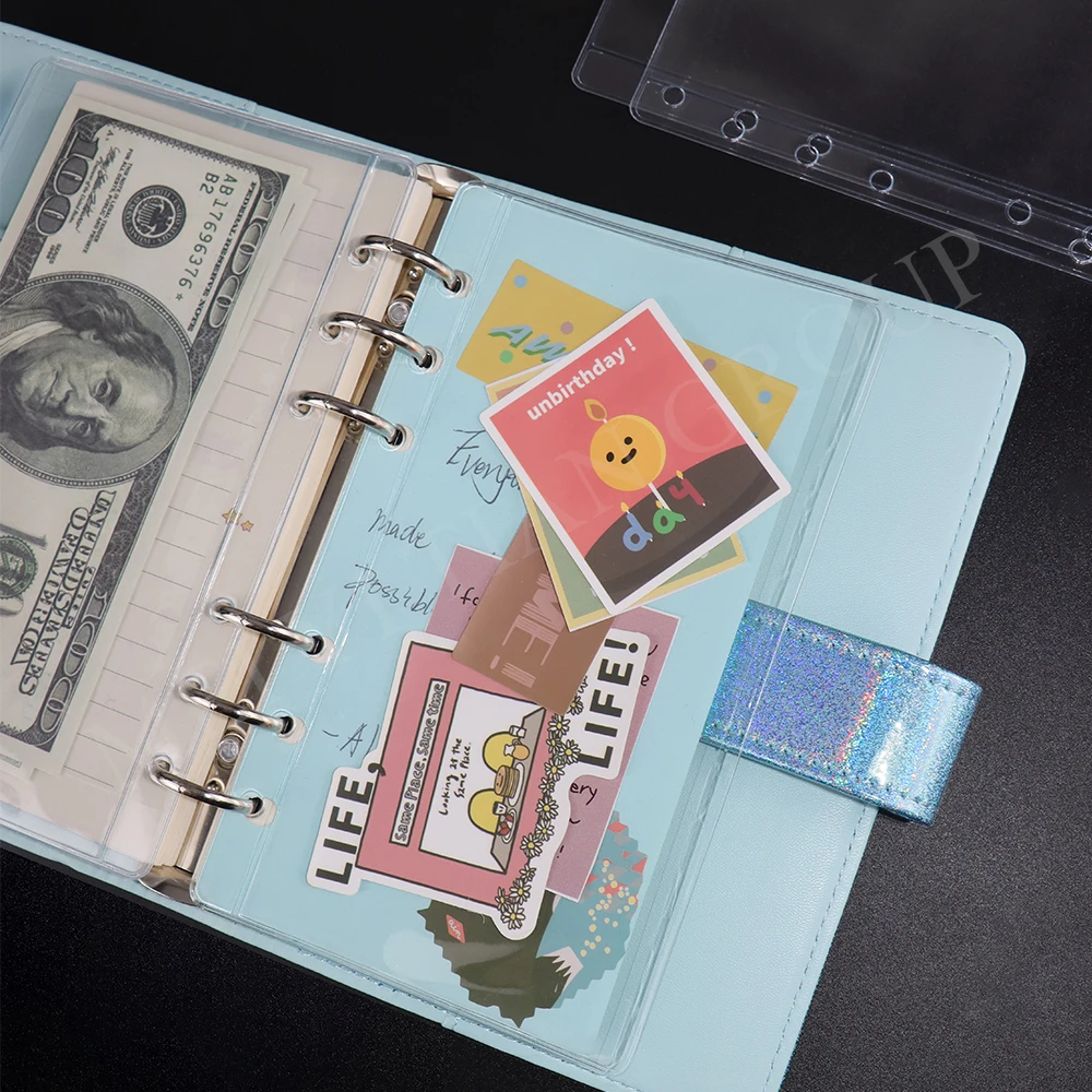 Lot De 2 Mini Pochettes Transparentes Pour Classeur 3 Anneaux - Avec Papier Intérieur - Fermeture Bouton-Pression - PVC Souple - 3