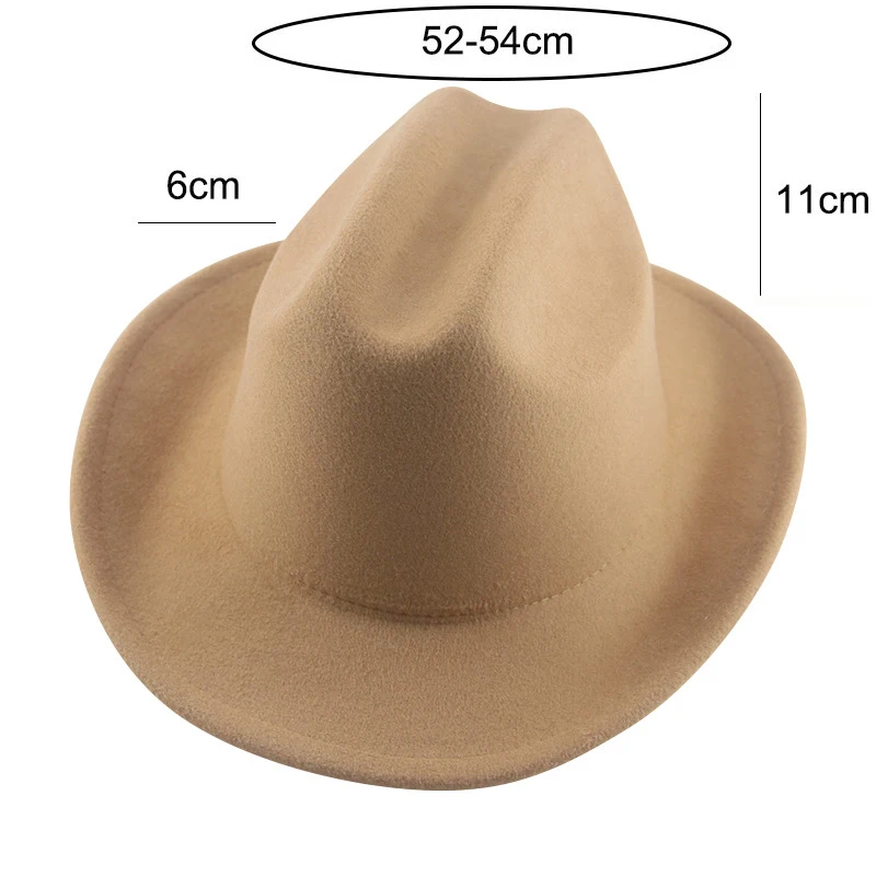 Cappello Fedora Classico Per Bambini – Tesa Larga, Feltro, Unisex, Taglia 52-54cm