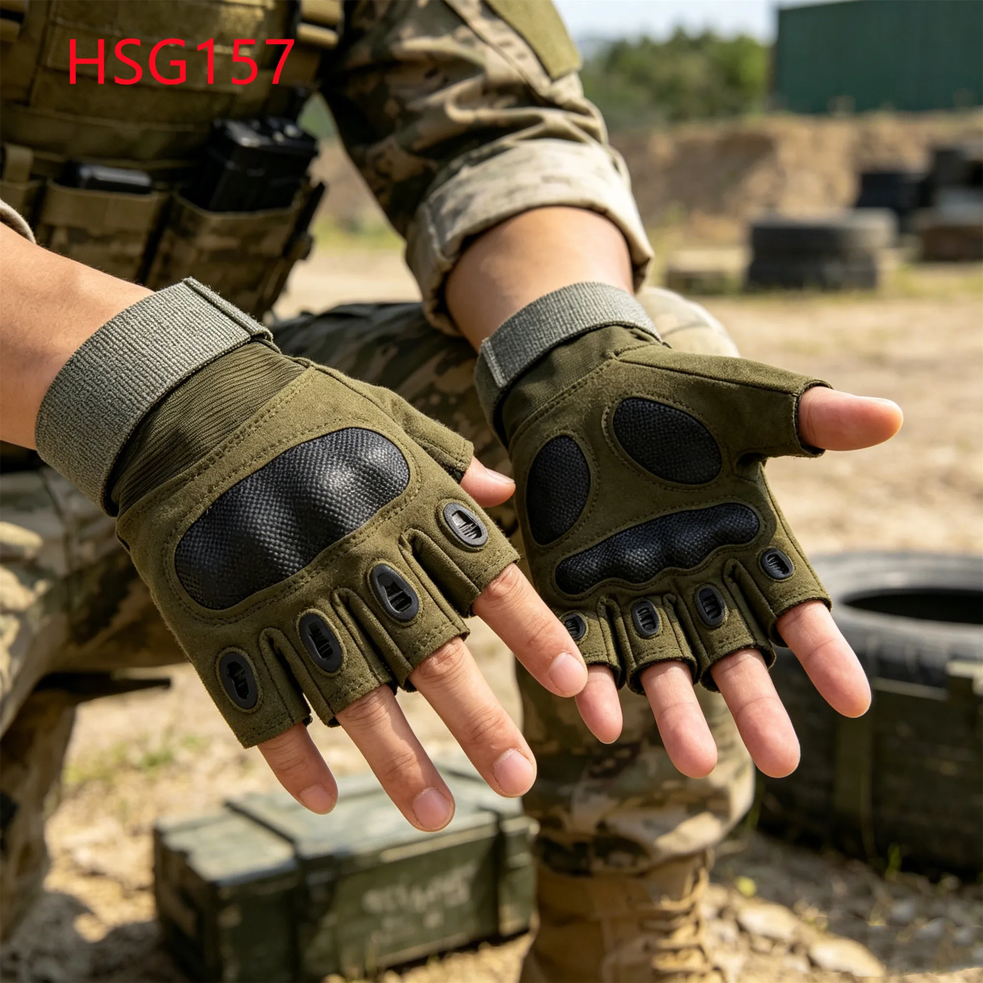 LXG,Tactical Training Reinforced Knuckle Half Finger Tactical Gear Gloves Non-restrictive Movement Combat Grade Gloves HSG157