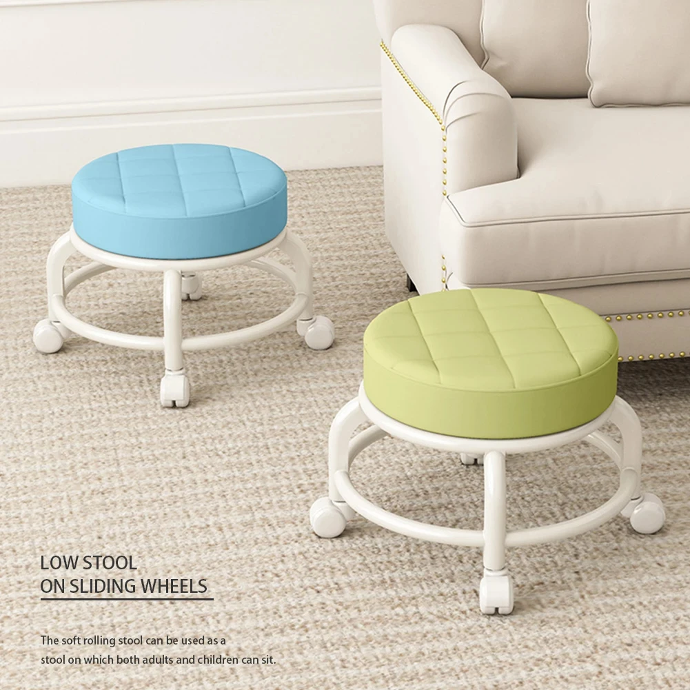 Small Stool Pulley Low Stool With Universal Wheel Learning Stool Household Lazy Roller Skating Beauty Sewing Small Chair