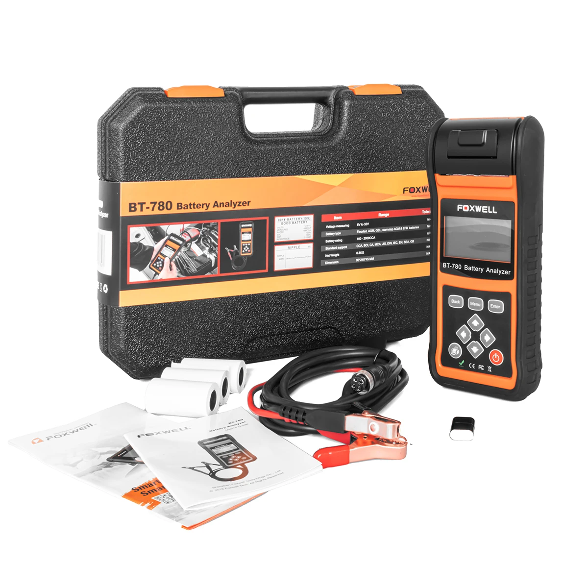 Foxwell Comprobador de batería de Coche, Sistema de Carga, analizador de  baterías de Coche y Sistema de Carga/Inicio de 12 V/24 V