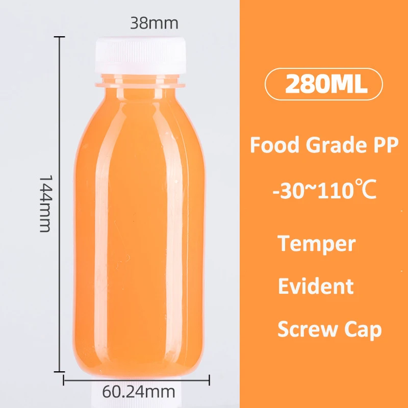 Plastic juice bottle with temper-evident Screw caps Boba tea bottle For Drink beverages PP/PET details