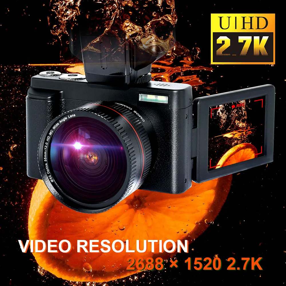 Chinese Low Price 2.7K Dslr Photo Camera Kit Digital Video Dslr Camera With Lens Flash Light