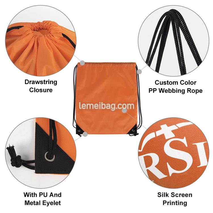 Drawstring Backpack Bags Cinch Sack Cheap Waterpoof 210D Polyester Drawstring Bag
