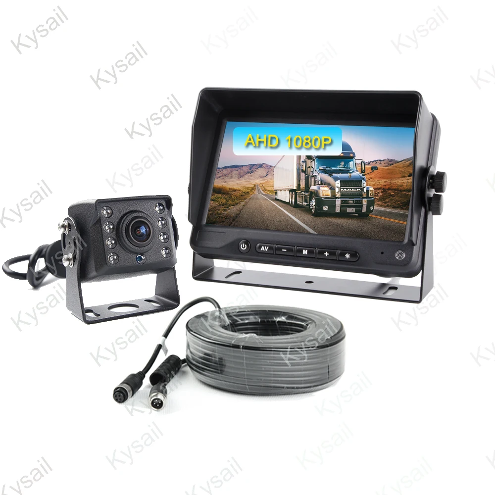 Kamera Cadangan RV HD 1080P 7 Inci Monitor Kit Tampilan Belakang Truk Trailer Roda 5 Sistem Pengamatan Kecepatan Tinggi Kemping