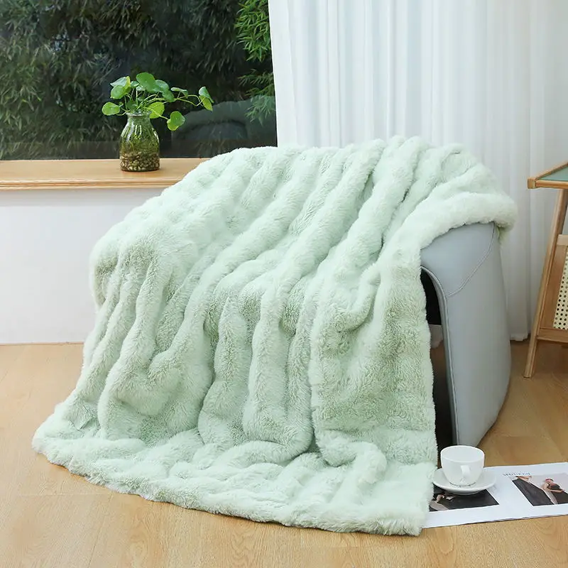 Tuscan Office Jacquard Style Sofa Cover Thickened Bubble Fleece Blanket Throws Plush Relaxing Fuzzy Flannel for Bedding Winter factory