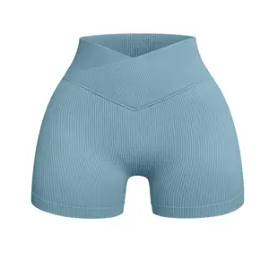 High Waist Women's Yoga Shorts Elegant and Cute Solid Pattern Sports Leggings with Elastic Waist Closure Direct From Factory