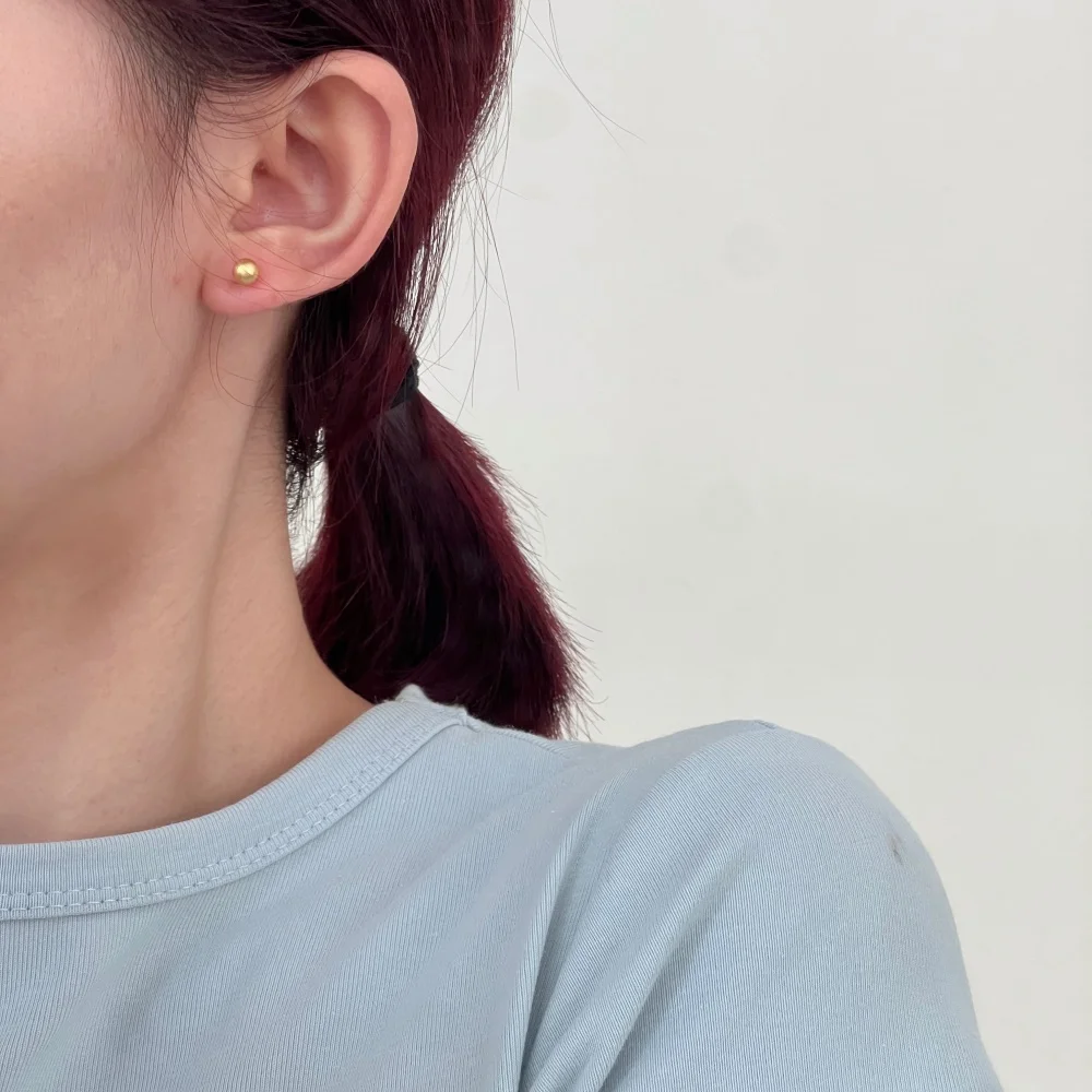 KAKODIY Simple Design Boutique Jewelry 18K Electroplated Frosted Surface 925 Sterling Silver 5 * 5mm Beaded Stud Earrings Women Earrings detail 8