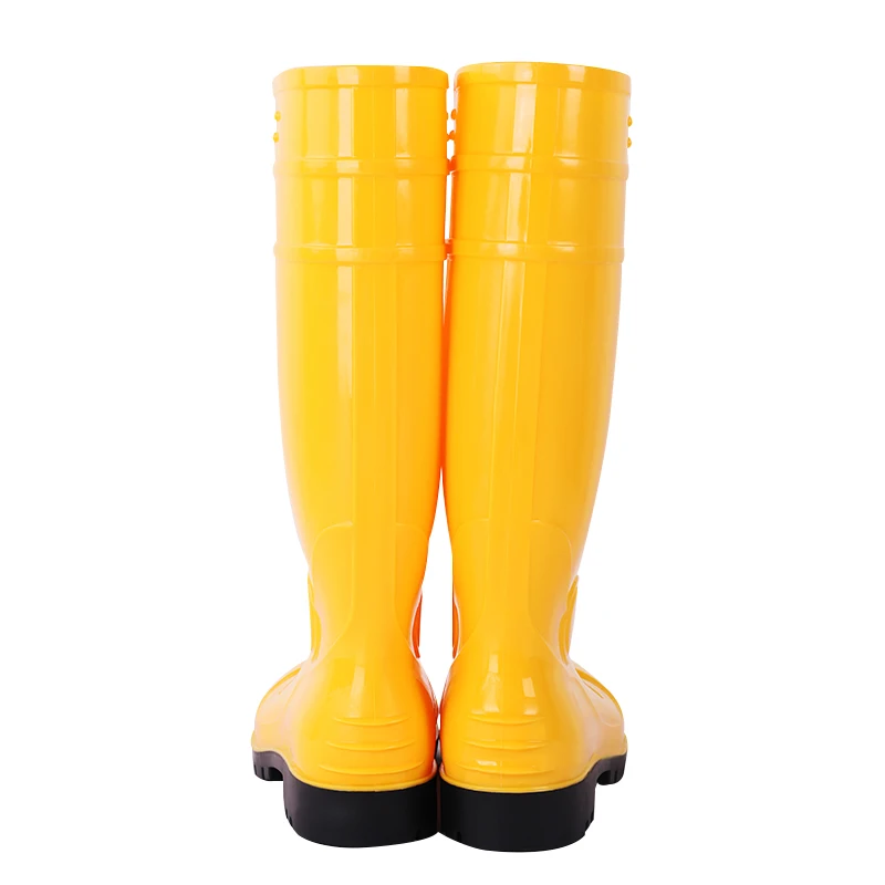 Steel Toe High Heel Rain Boot Gumboots Yellow Pvc Work Design Waterproof Wellington Farm Rain Boots
