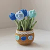 Large potted blue tulips