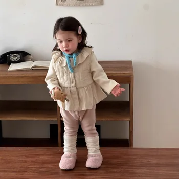 Autumn and Winter Children's Clothing 2025 New Korean Style Baby Lace Vest Jacket Girls Thickened Base Suit Cotton Baby Tops