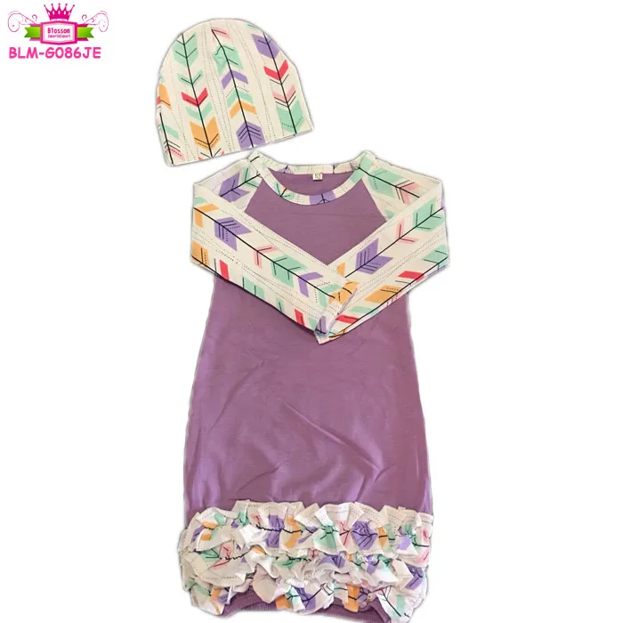 Factory Price Long Sleeve Raglan Baby Gowns Knitted Cotton Girls Sleep