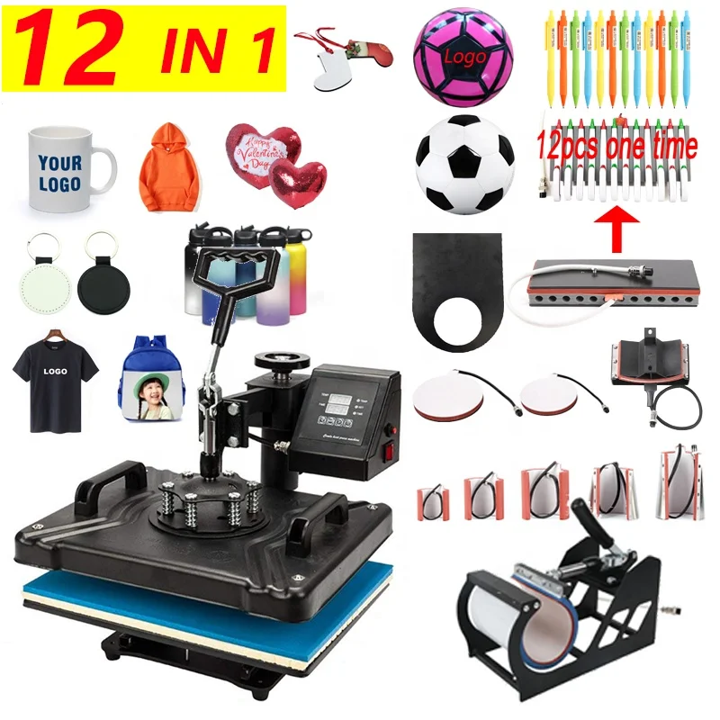 12-in-1多機能ヒートプレス機：マグカップ、帽子、Tシャツ
