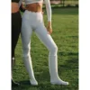 white trousers (with lace trim)