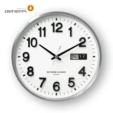 2025 NEW Design Simple  Aluminum Wall Clocks Custom Round Modern Silent Silver Wall Clock With Day Calendar