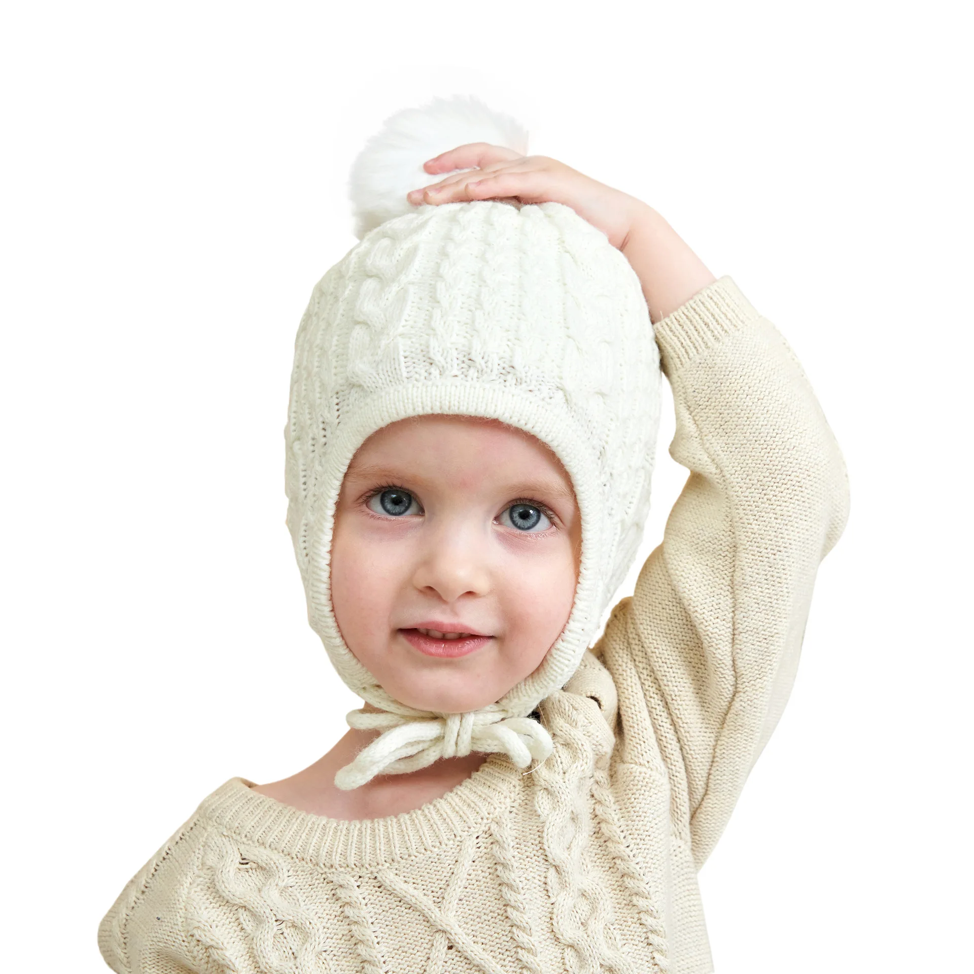 Yiwu Yiyuan Garment Winter Hats for Babies Knit Twist Pattern Baby Crochet Hats  Earmuffs Bind Infant Baby Stylish Hats
