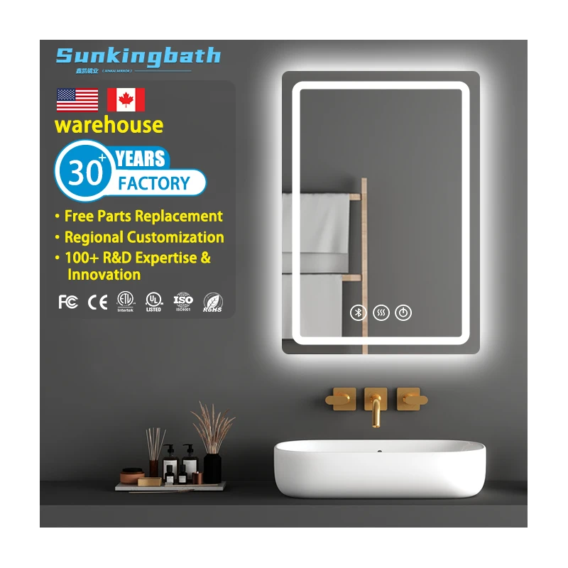Wholesale Room Decoration Mirror Wall Hanging Custom Mirror Customized Size Touch Screen Smart Bathroom Mirror Led